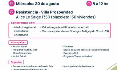 SALUD: NUEVO OPERATIVO DE ABORDAJE TERRITORIAL EN RESISTENCIA