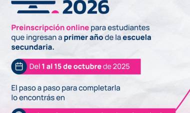 EL 1° DE OCTUBRE ABRE LA PREINSCRIPCIÓN ONLINE AL NIVEL SECUNDARIO
