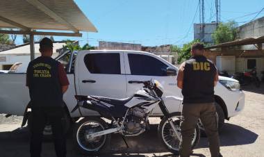VILLA ÁNGELA: INVESTIGACIONES RECUPERA MOTOCICLETA ROBADA EN LA PROVINCIA DE CÓRDOBA