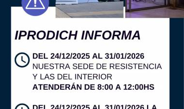 IPRODICH INFORMA LOS HORARIOS DE ATENCIÓN DURANTE EL RECESO ADMINISTRATIVO