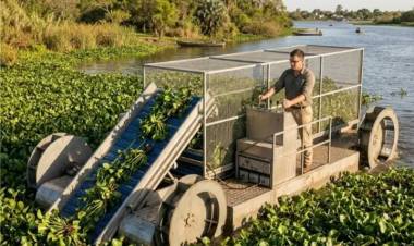 TRES JÓVENES DISEÑARON UNA REVOLUCIONARIA MÁQUINA PARA TERMINAR CON LA PLAGA DE CAMALOTES EN EL NEA
