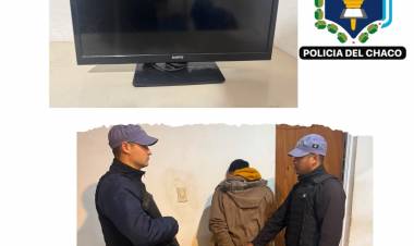 VILLA ÁNGELA: RECUPERAN UN TELEVISOR ROBADO Y DETIENEN AL PRESUNTO AUTOR
