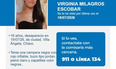 INTENSA BÚSQUEDA DE UNA ADOLESCENTE DE 16 AÑOS DESAPARECIDA EN VILLA ÁNGELA