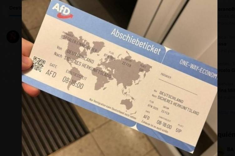 PARTIDO ALEMÁN DE ULTRADERECHA DISTRIBUYE FOLLETOS DE BILLETE DE AVIÓN PARA EXPULSAR INMIGRANTES