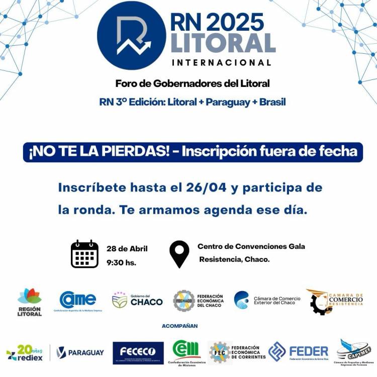 CONTINÚA ABIERTA LA INSCRIPCIÓN: ESTE LUNES 28 LLEGA LA RONDA DE NEGOCIOS 2025