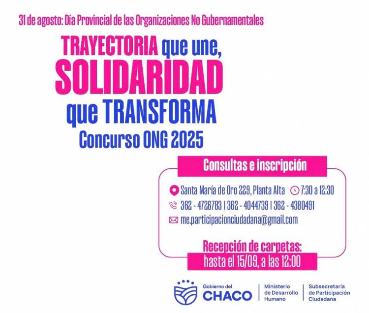 CONTINÚA LA CONVOCATORIA PARA ELEGIR A LA ONG DESTACADA DEL AÑO 2025
