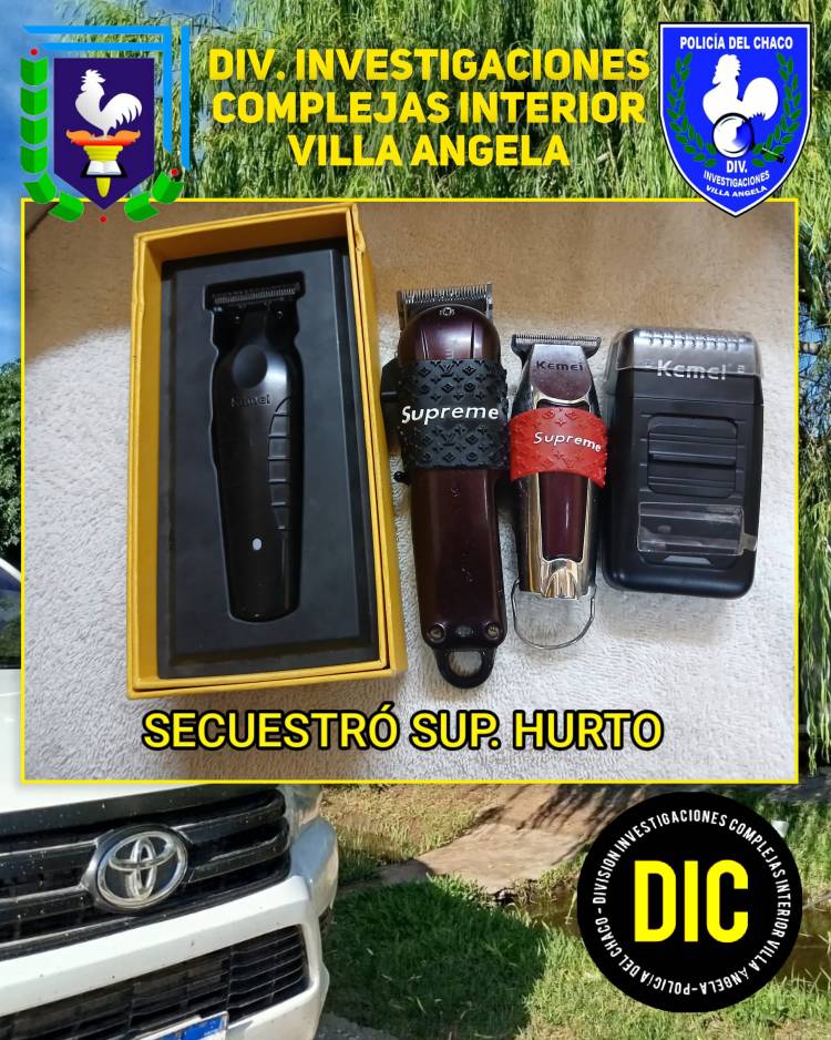 VILLA ÁNGELA: RECUPERAN MÁQUINAS DE CORTE ROBADAS DE UN LOCAL DE BARBERÍA.