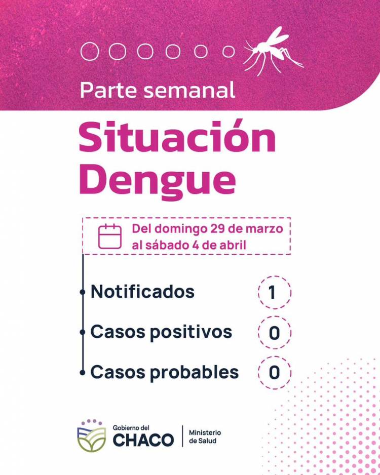 CHACO SIN CASOS DE DENGUE: SALUD REFUERZA LA PREVENCIÓN Y EL CONTROL EN TODA LA PROVINCIA