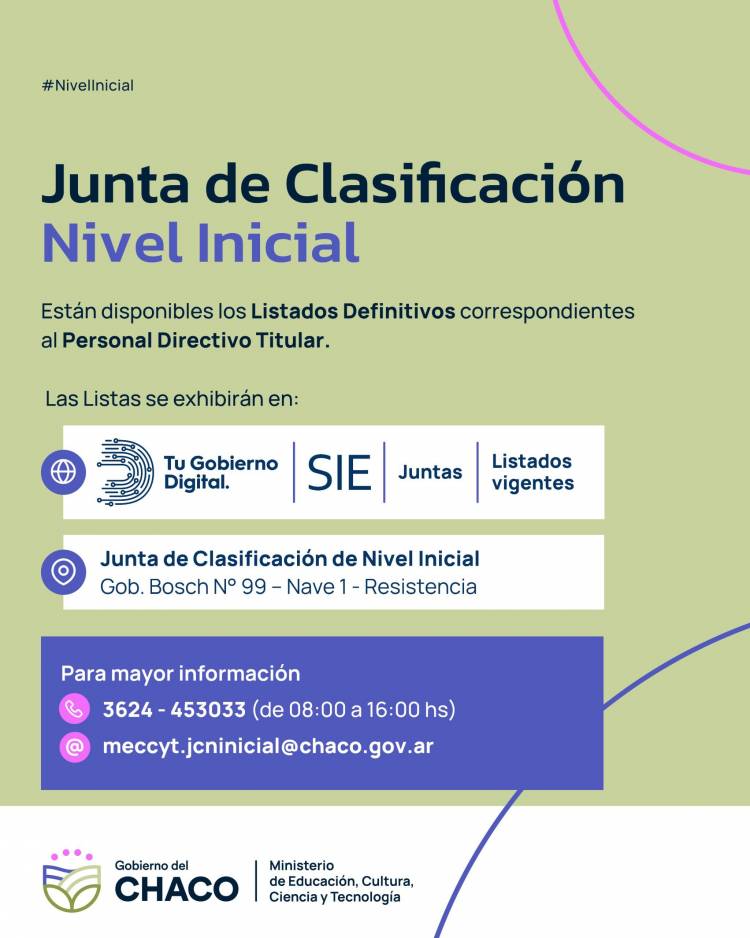 NIVEL INICIAL: PUBLICAN LISTADOS DEFINITIVOS DE PERSONAL DIRECTIVO TITULAR